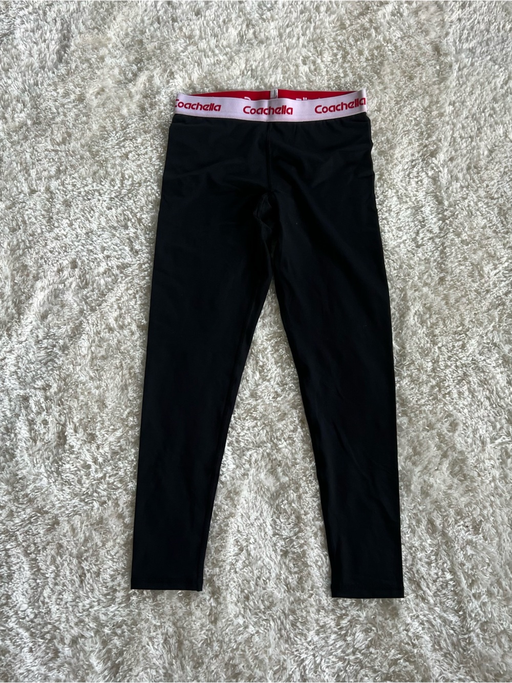 Coachella Black Leggings with Red Logo Waistband